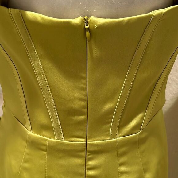 Gigiis Women's L Jasmine Bodyshaper Corset Dress Yellow Satin Party Midi New - Picture 5 of 11